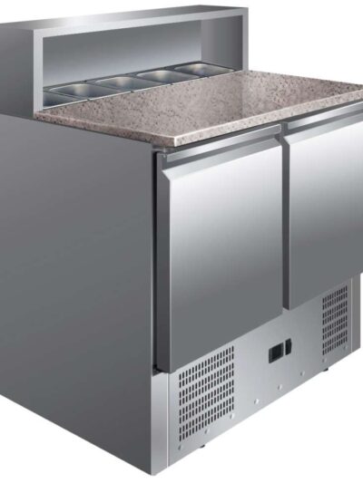 Mesa GN1/1 2 Puertas Preparación Ensaladas con Encimera de Granito de 900 x700 x1010h mm PEKIN PS900