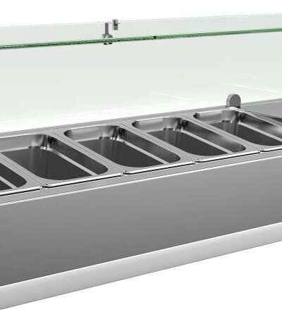 Vitrina 5 cubetas GN1/4 con Cúpula de Vídrio de 1200 x335 x440h mm PEKIN VRX1200330FG