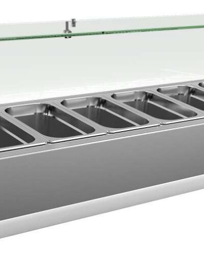 Vitrina 7 cubetas GN1/4 con Cúpula de Vídrio de 1500 x335 x440h mm PEKIN VRX1500330FG