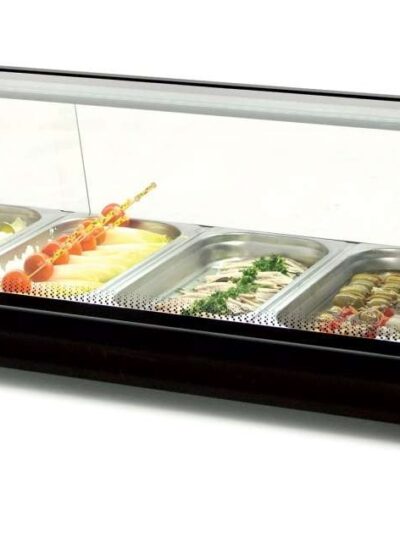 Vitrina refrigerada de tapas 4 bandejas GN1/3-40 color negro dim.1104x390x287h mm línea Badajoz 4VTG-NE