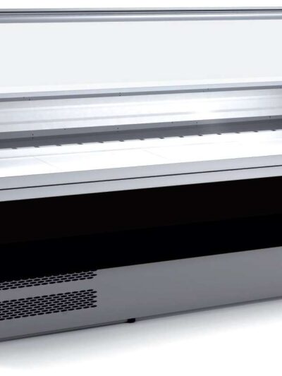Vitrina Refrigerada Expositora Cristal Curvo con Reserva Decoración Negra Fondo 800 de 1055 x800 x1235h mm BADAJOZ VEC100