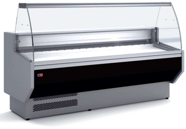 Vitrina Refrigerada Expositora Cristal Curvo con Reserva Decoración Negra Fondo 800 de 2025 x800 x1235h mm BADAJOZ VEC200