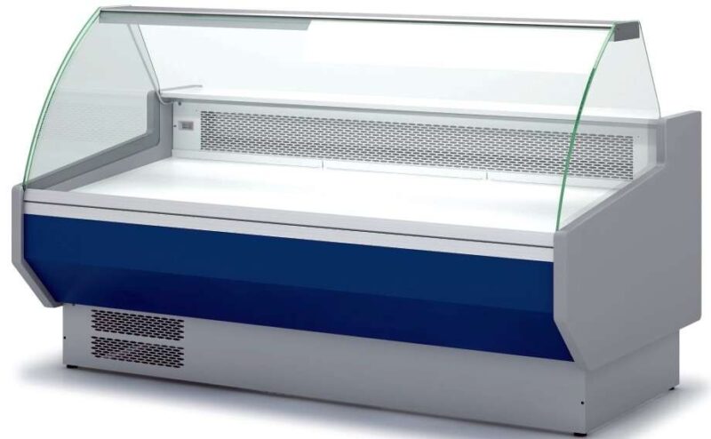 Vitrina Refrigerada Cristal Curvo Sin reserva Fondo 1100 dim. 2995x1100x1235h mm Línea Córdoba VEDS-10-30-C-TF