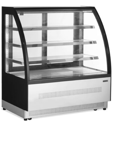 Vitrina Refrigerada Ventilada Total Cristal Curvo con 4 estantes de cristal 1205X750X1360h mm Línea VIBORG LPD1200C-P-BLACK. 269kg