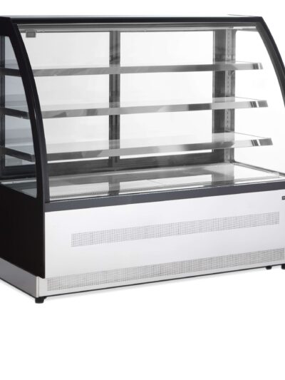 Vitrina Refrigerada Ventilada Total Cristal Curvo con 4 estantes de cristal 1505X750X1360h mm Línea VIBORG LPD1500C-P-BLACK. 275kg