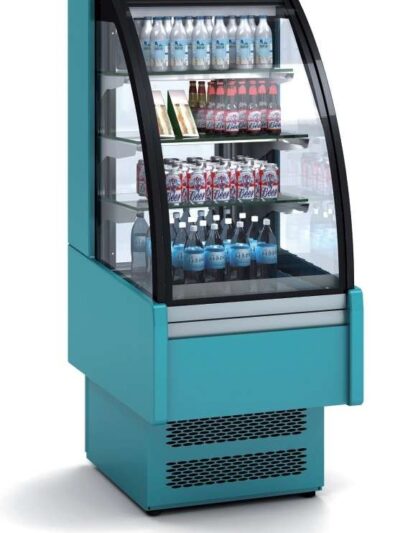 Vitrina Expositora Refrigerada Ventilada Cristal Curvo para snack dim.600x730x1379h mm Línea Córdoba VV-6-6-C