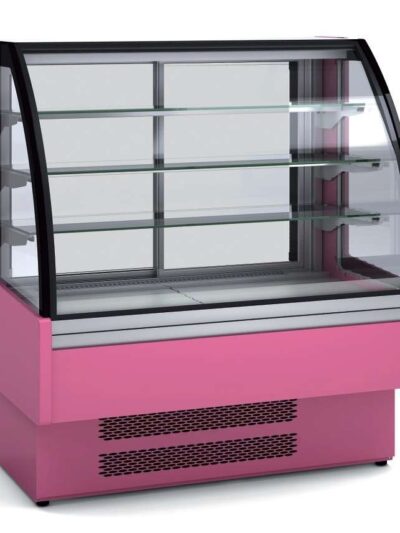 Vitrina Expositora Refrigerada Ventilada Cristal Curvo para snack dim.1300x730x1379h mm Línea Córdoba VV-6-13-C