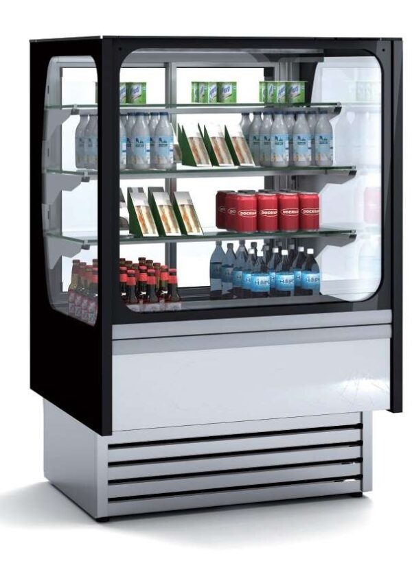 Vitrina Expositora Refrigerada Ventilada Cristal Recto Mostrador dim.930x710x1380h mmLínea Córdoba VV-6-9-RG