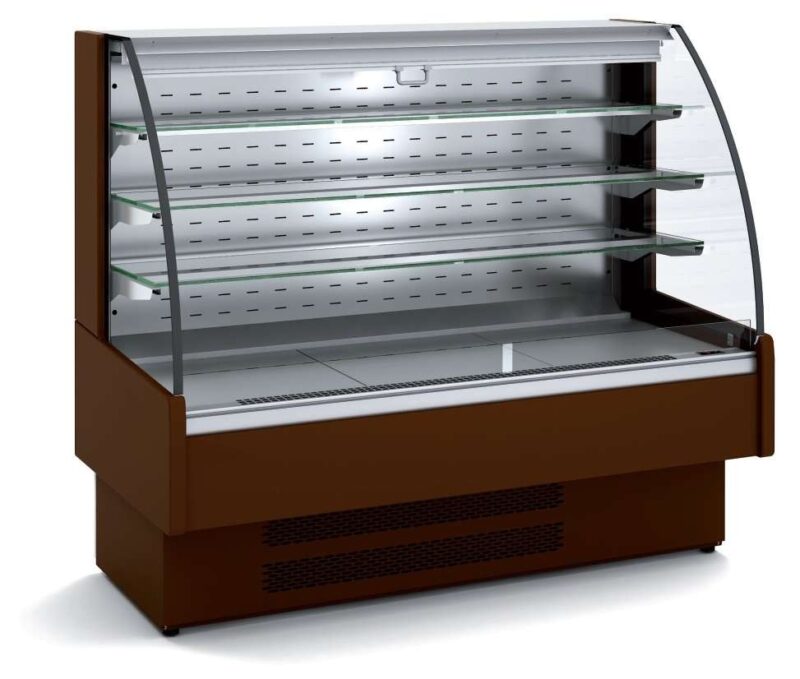 Vitrina Expositora Refrigerada Ventilada Cristal Curvo Autoservicio dim.1300x730x1098h mm Línea Córdoba VVAM-6-13-C