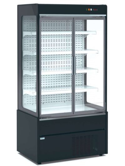 Mural Refrigerado Expositor con Puertas de Cristal 4 Estantes Fondo 700 de 1530 x700 x1990h mm AVEIRO MAE150PV-N color NEGRO