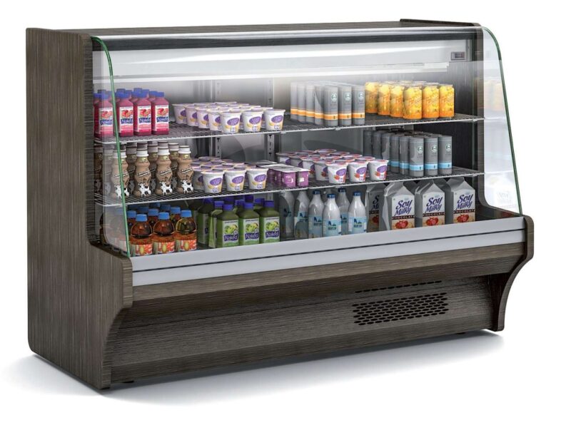 Vitrina Expositora Cerrada Exterior plastificado en acabado madera. dim.2000x710x1076h mm Línea Córdoba VC-8-20-M