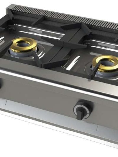Cocina a gas sobremesa de 2 fuegos 8+8 Kw SerIe 550 JUNEX con medidas 800x550x240h mm 6200B/1