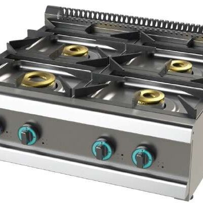 Cocina a gas sobremesa de 4 fuegos 8+4,5+6+6 Kw SerIe 700 JUNEX con medidas 800x730x240h mm FO7N400B