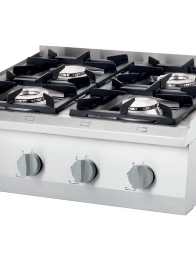 Cocina a gas sobremesa 4 fuegos 800x700x250h mm 3,5+5+2x7 Kw Línea Varsovia