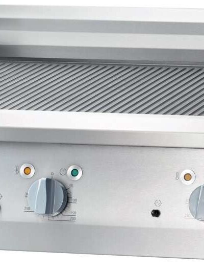 Fry top eléctrico acero rectificado sobremesa placa ranurada 800x700x250h mm 8,1Kw Línea Varsovia