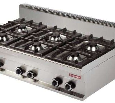 Cocina a gas sobremesa 6 fuegos 6x6kw 1200x700x290h mm GR731S Línea Estambul