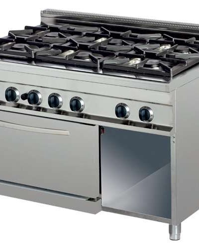 Cocina a gas 6 fuegos 6x6kw con horno de 6Kw1200x700x290h mm GR732 Línea Estambul