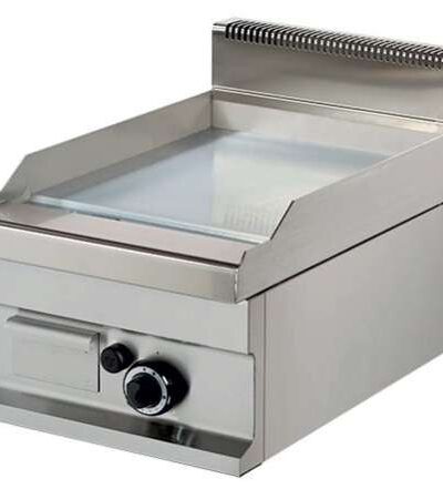 Fry tops a gas sobremesa liso acero 15 mm con baño cromo duro 6kw 400x700x290h mm GG711SC Línea Estambul