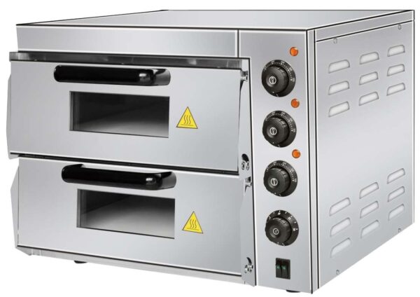 Horno Eléctrico de Pizza Compacto de 560 x570 x440h mm para 2 Pizzas 38 cm PDK40 Línea Pekín