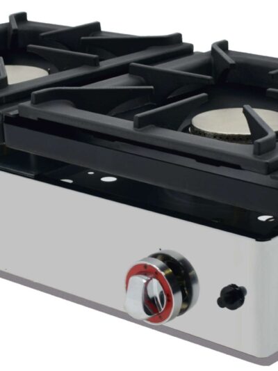Cocina a Gas Sobremesa 2 fuegos de 6+6 Kw dim.810x457x240h mm línea Badajoz 80CG