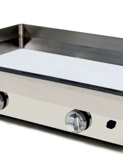 Plancha a Gas Acero con Baño Cromo Duro 50 micras pot.9,6Kw dim.810x457x240h mm línea Badajoz 80PGC
