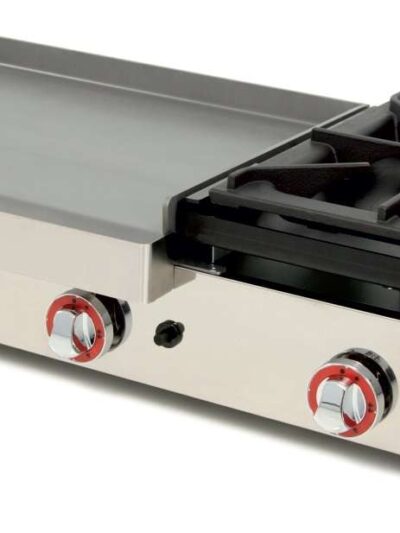 Plancha a Gas Acero Laminado con Fogón 6Kw pot.3,2+6Kw dim.810x457x240h mm línea Badajoz 80PGLF