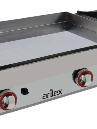 Plancha a Gas Acero con Baño Cromo Duro con Fogón 6Kw pot.6,4+6Kw dim.1010x457x240h mm línea Badajoz 100PGCF