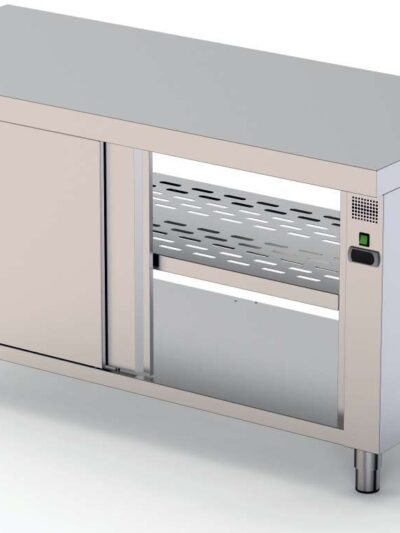 Mesa Caliente Acero Inoxidable Central Fondo 600 Con Puerta Corredera a 1 Cara 1200x600x850h mm HFTC160120SD