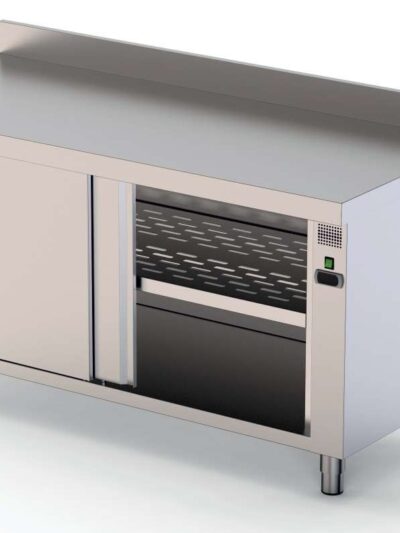 Mesa Caliente Acero Inoxidable Mural Fondo 700 Con Puerta Corredera A 1 Cara 1600x700x850h mm HFTW170160SD
