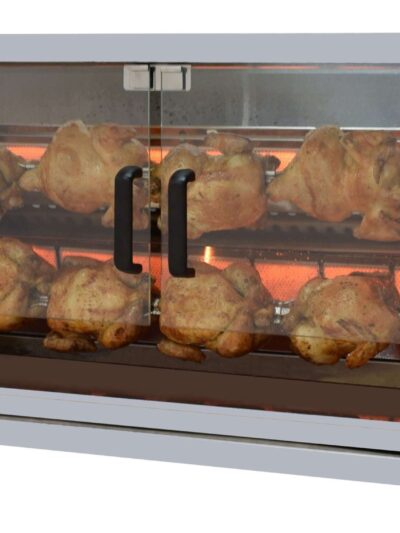 Asador de Pollos a Gas dim.1160x450x570h mm 2 espadas Línea Badajoz 2ASG (espadas no incluidas)