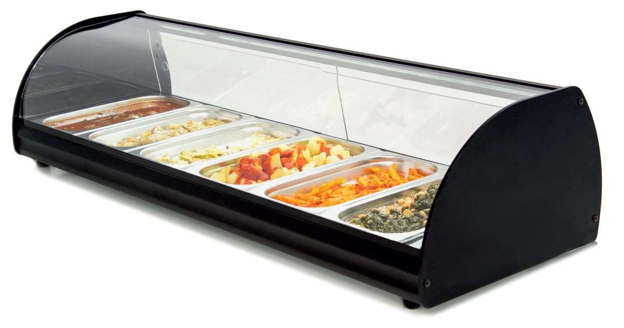 Vitrina Caliente Multifunción con luz led de 6 bandejas GN1/3-40 dim.1145x390x287h mm Línea Badajoz 6CTL