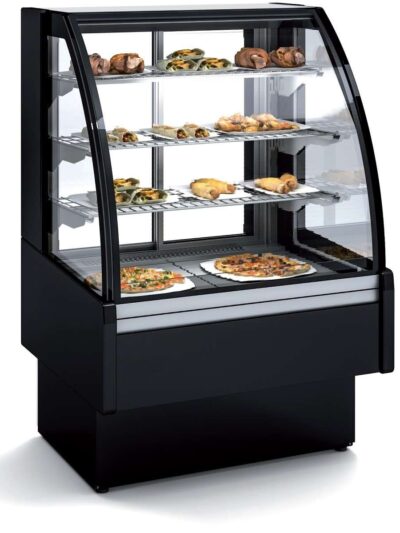 Vitrina Expositora Caliente cristal curvo dim.950x710x1380h mm Línea Córdoba VV-6HE-9-C