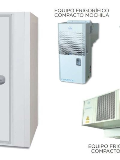 Cámara Frigorífica Temperatura Negativa dim.ext.2570x2170x2000h mm con suelo, aislamiento de 85mm, puerta pivotante de luz 1830X700mm y perfiles sanitarios