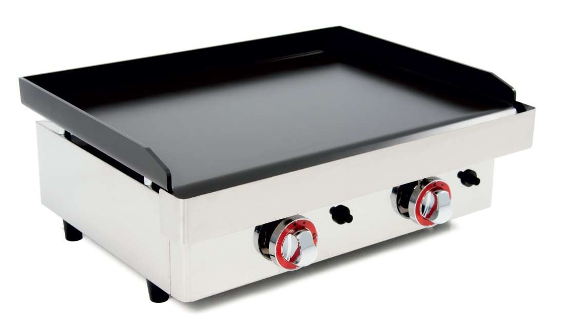 Plancha a Gas Acero Laminado 6mm con recubrimiento cerámico antiadherente 6,4Kw superficie útil 600x400mm línea Badajoz NANOTEC60