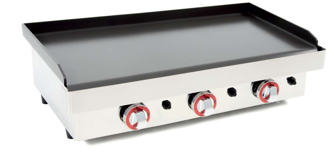 Plancha a Gas Acero Laminado 6mm con recubrimiento cerámico antiadherente 9,6Kw superficie útil 800x400mm línea Badajoz NANOTEC80