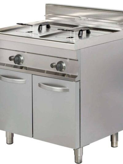 Freidora a gas 2 cuba 20 litros de aceite 15+15kw 850x900x900h mm GF922 Línea Estambul