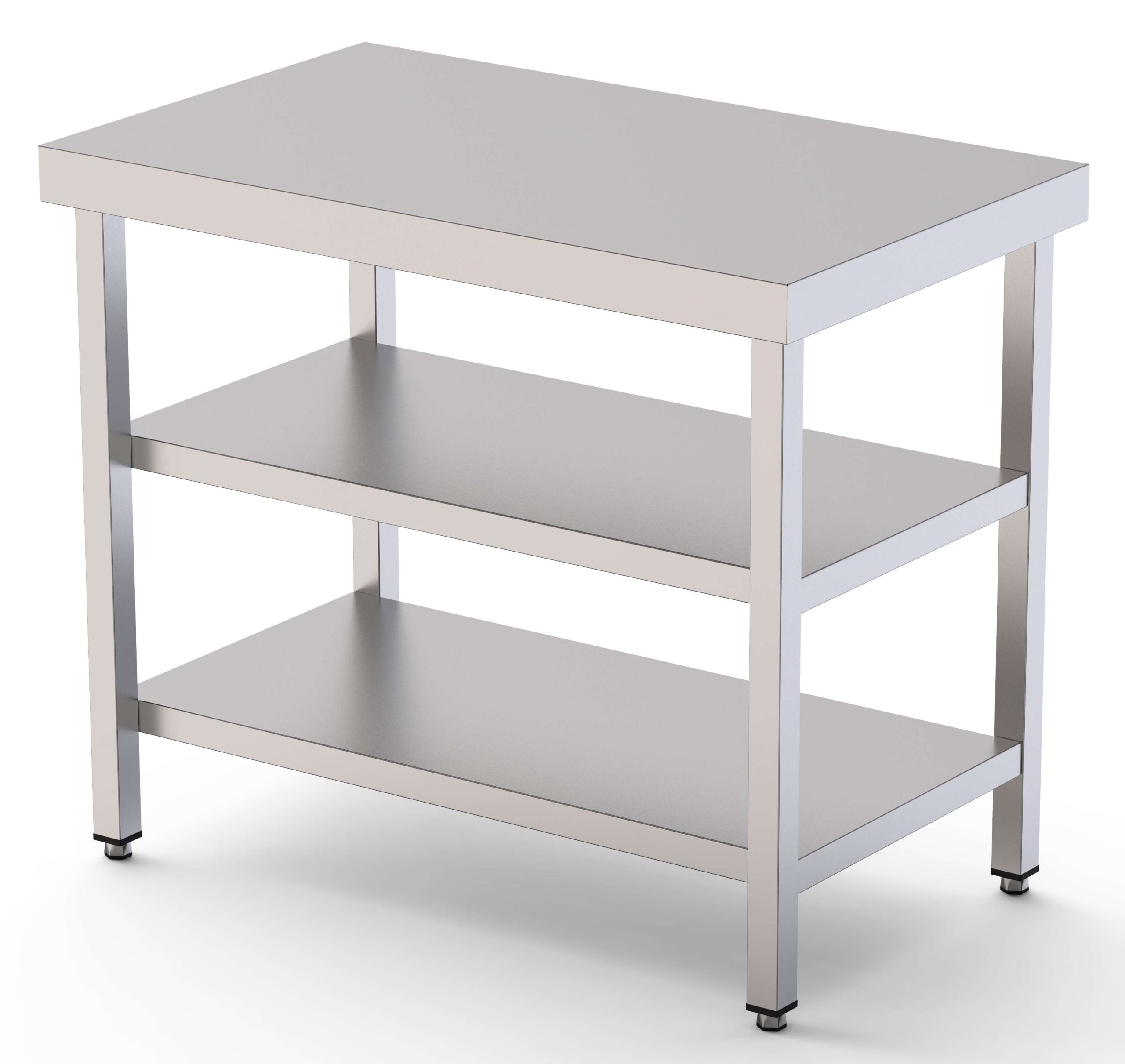 Mesa de Trabajo Acero inoxidable Central Con 2 Estante 1900x700x850h mm WTC170190S2