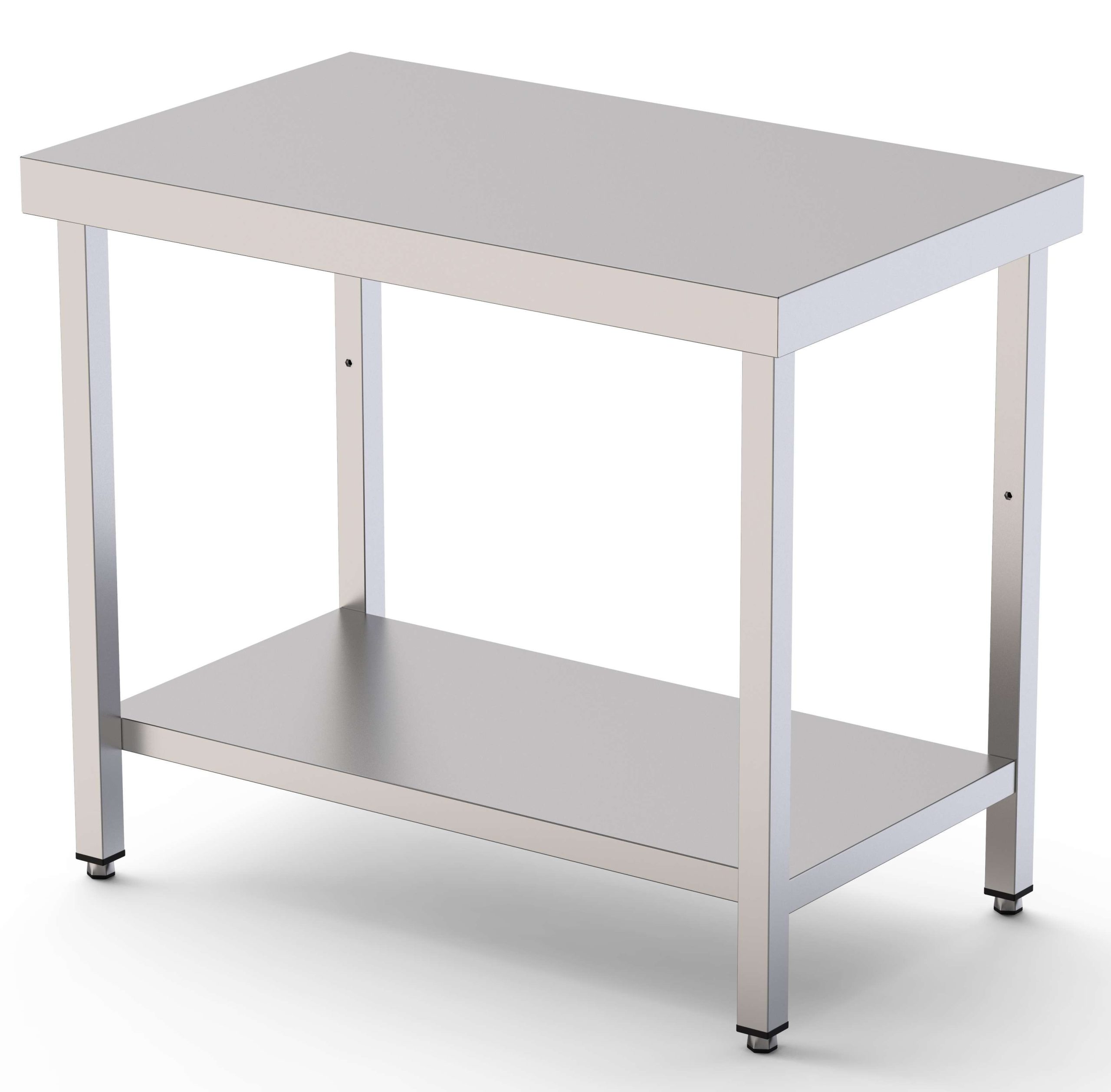 Mesa de Trabajo Acero inoxidable Central Con 1 Estante 1000x800x850h mm WTC180100S1