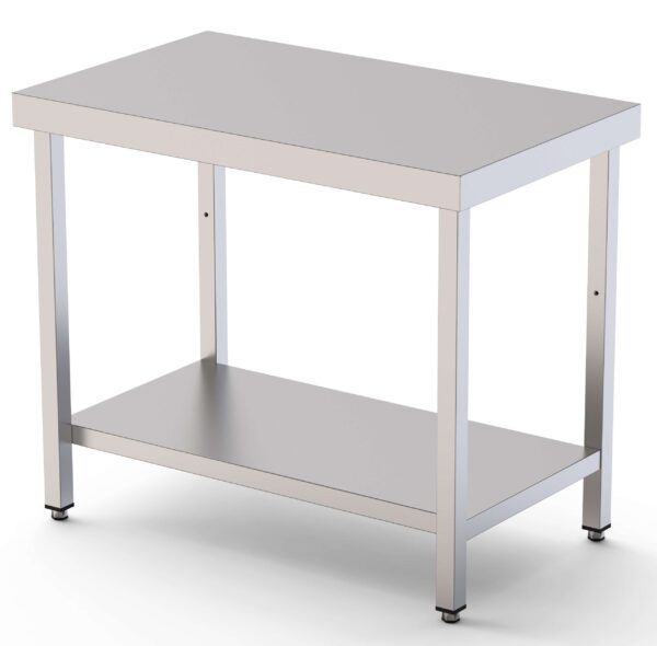 Mesa de Trabajo Acero inoxidable Central Con 1 Estante 1400x900x850h mm WTC190140S1