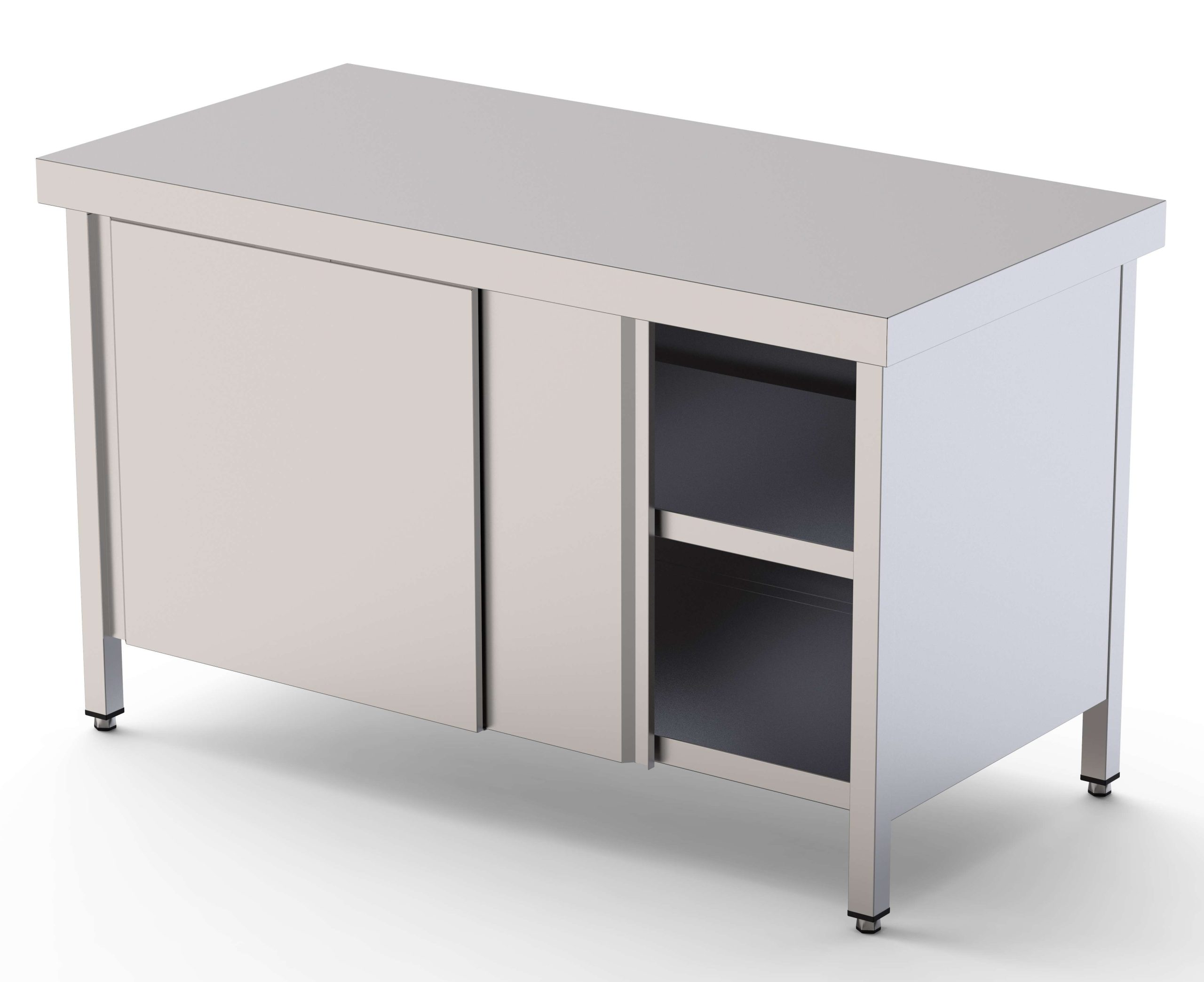 Mesa de Trabajo Acero inoxidable Central Con Puerta Corredera a 1 cara 1600x900x850h mm WTC190160SD