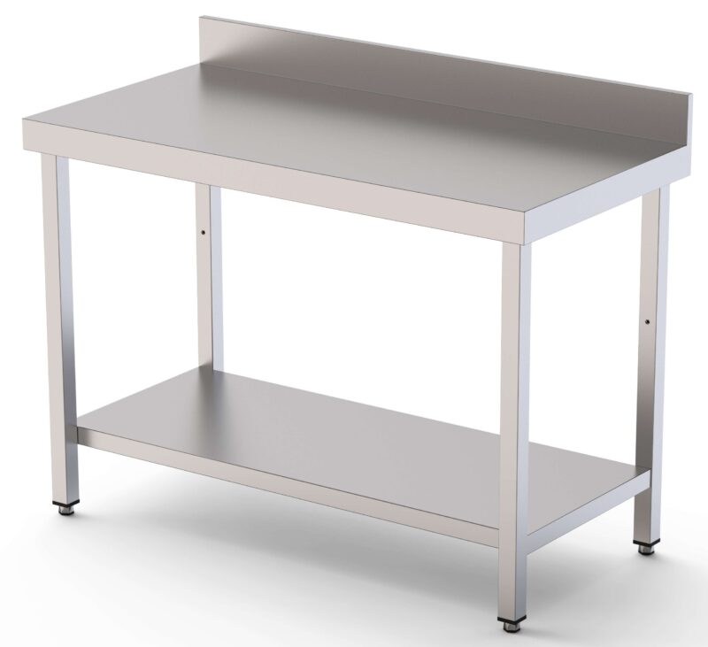 Mesa de Trabajo Acero inoxidable Mural Con 1 Estante 1500x700x850h mm WTW170150S1