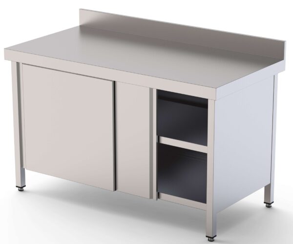 Mesa de Trabajo Acero inoxidable Mural Con Puerta Corredera a 1 cara 2000x700x850h mm WTW170200SD