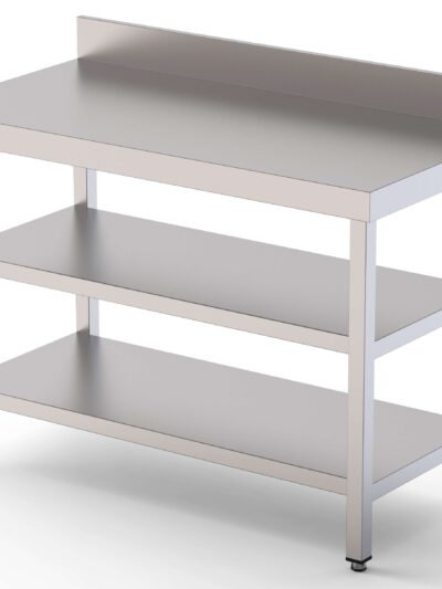Mesa de Trabajo Acero inoxidable Mural Con 2 Estante 800x800x850h mm WTW180080S2