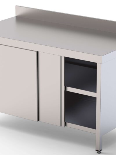 Mesa de Trabajo Acero inoxidable Mural Con Puerta Corredera a 1 cara 2600x800x850h mm WTW180260SD