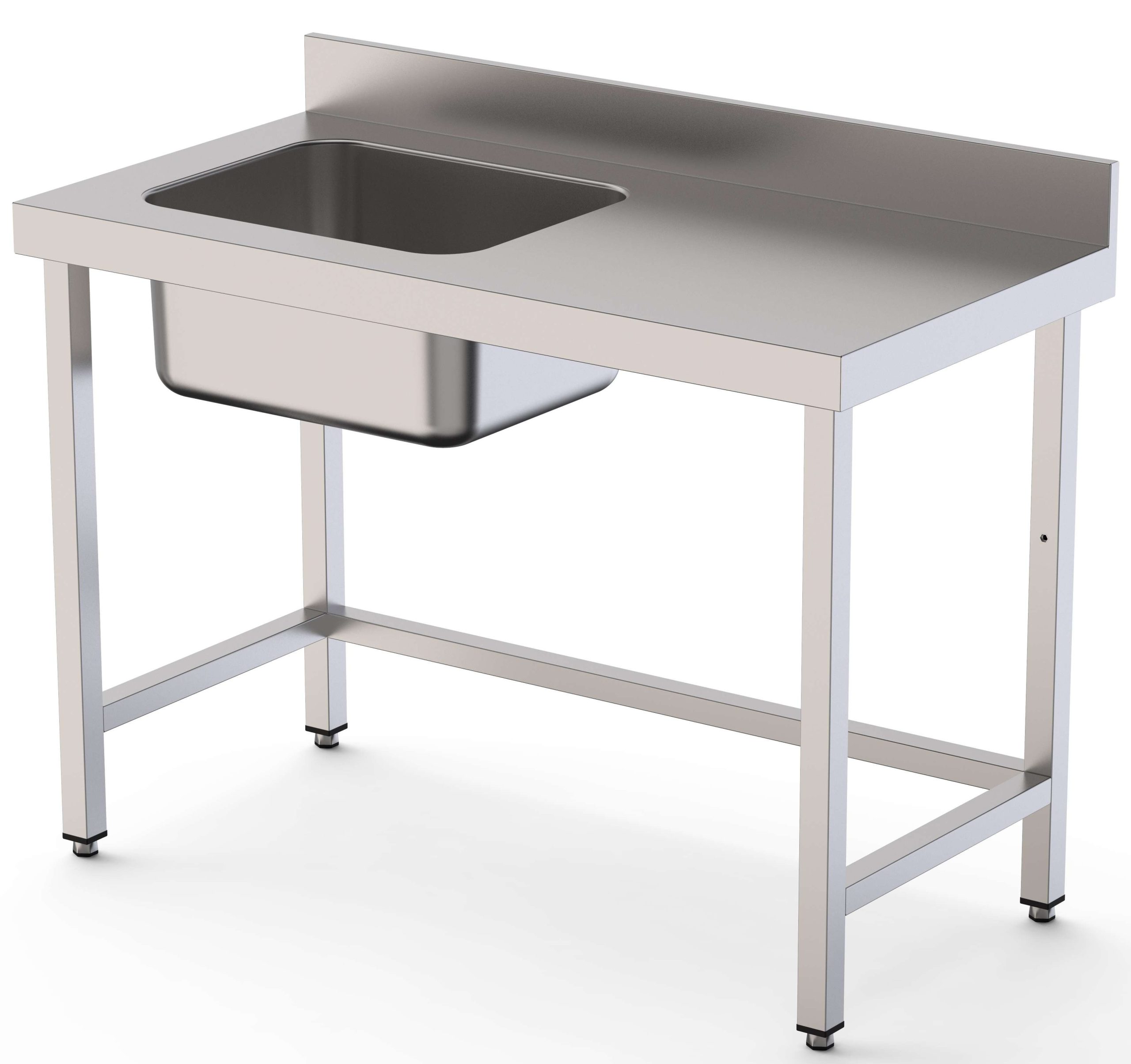 Mesa de Trabajo Acero Inoxidable Mural Sin Estante y Con Cubeta a la izquierda 2600x700x850h mm WTW17026LB0