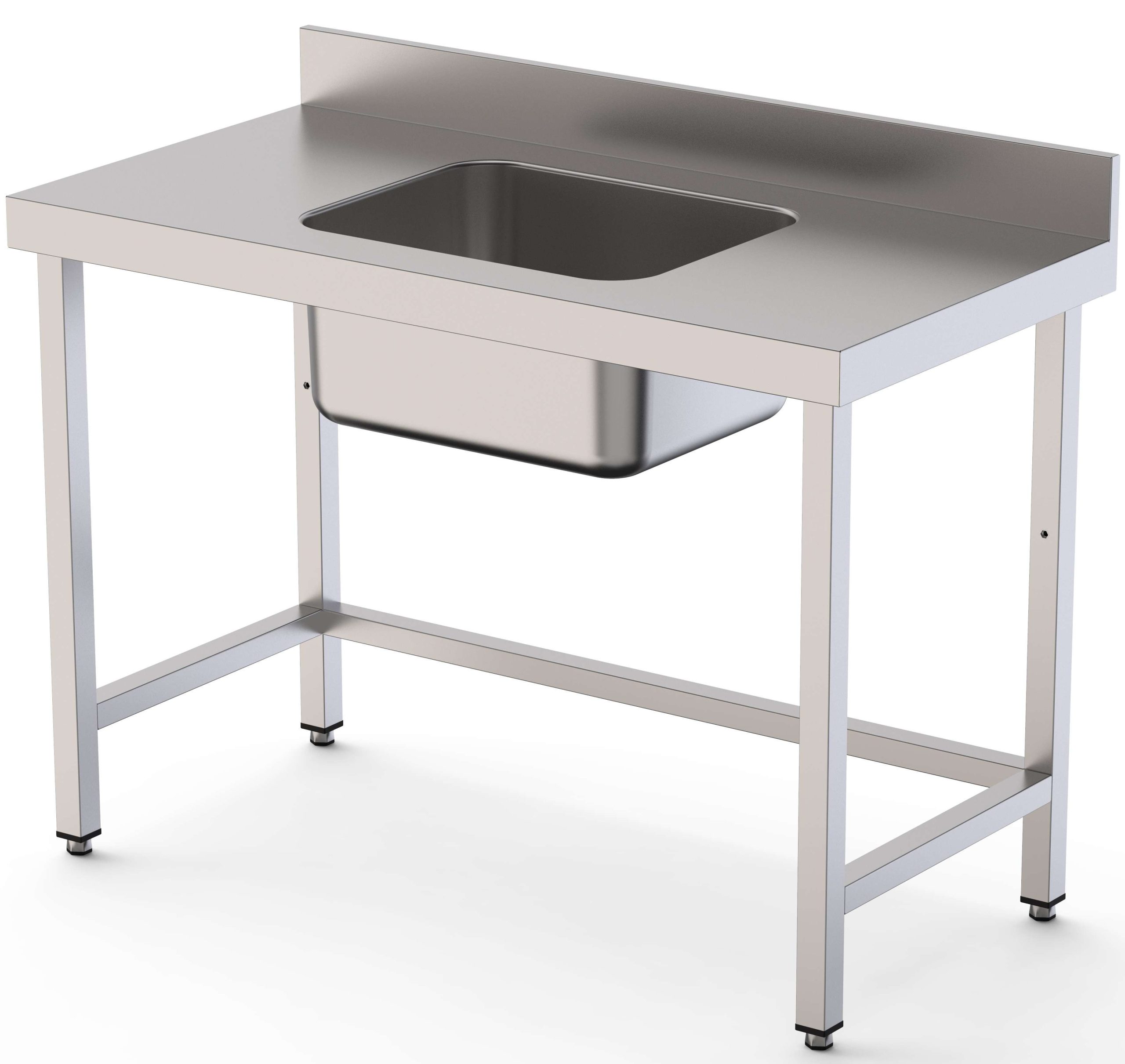 Mesa de Trabajo Acero Inoxidable Mural Sin Estante y Con Cubeta Central 1600x700x850h mm WTW17016CB0