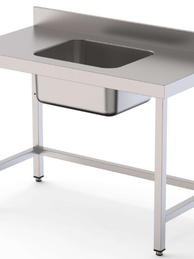 Mesa de Trabajo Acero Inoxidable Mural Sin Estante y Con Cubeta Central 1800x700x850h mm  WTW17018CB0
