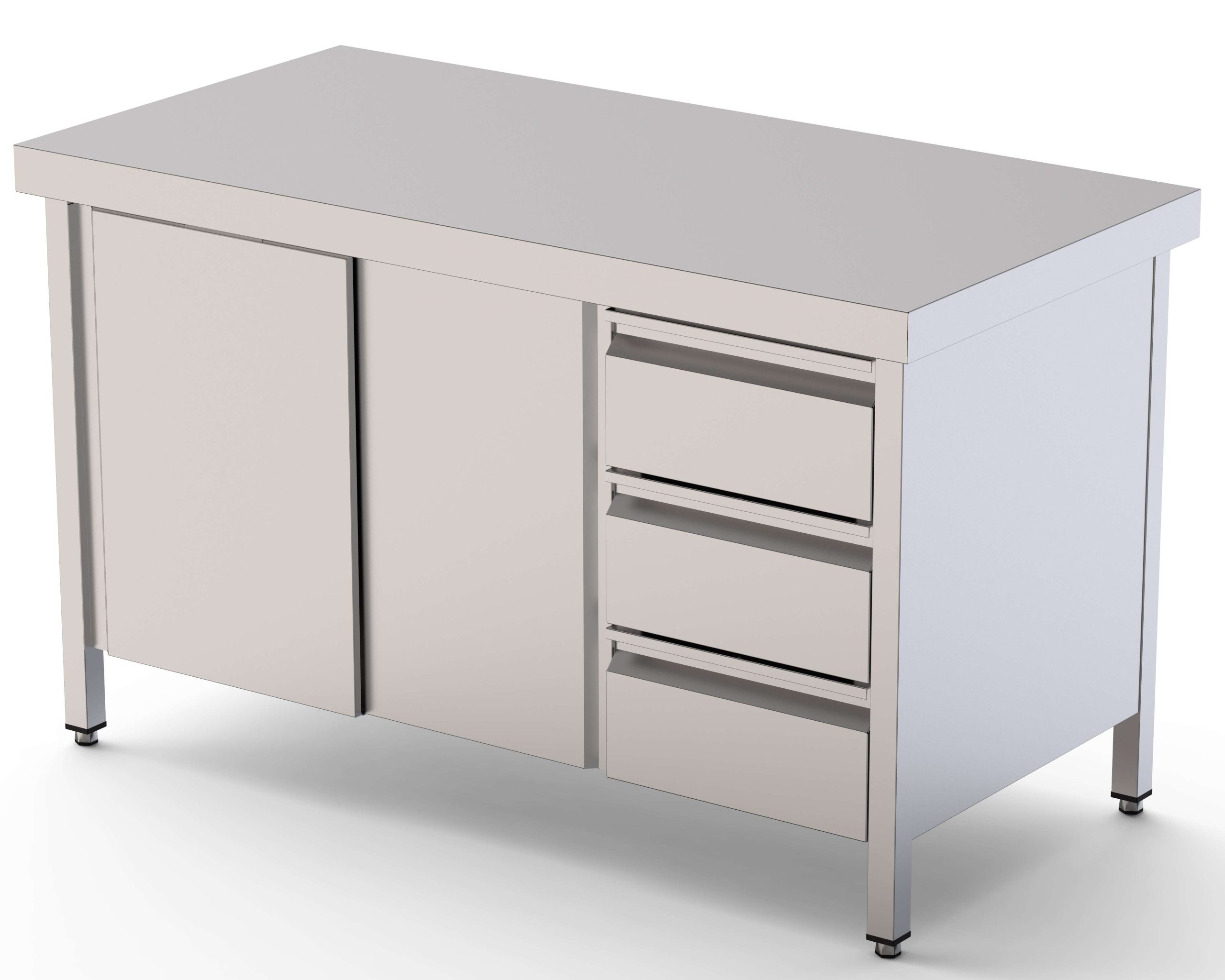 Mesa de Trabajo Acero Inoxidable Central Con Cajones a la Derecha 2000x600x850h mm WTC16020DDR