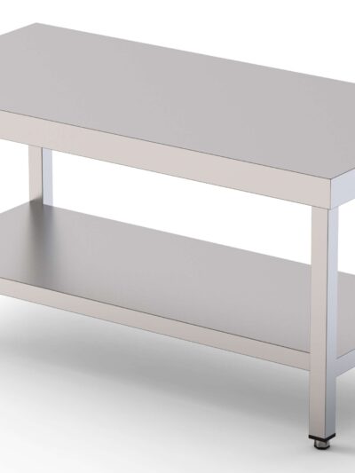 Mesa de Trabajo Acero Inoxidable Baja Central Con 1 Estante 1600x600x600h mm WTC260160S1