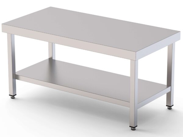 Mesa de Trabajo Acero Inoxidable Baja Central Con 1 Estante 1700x600x600h mm WTC260170S1